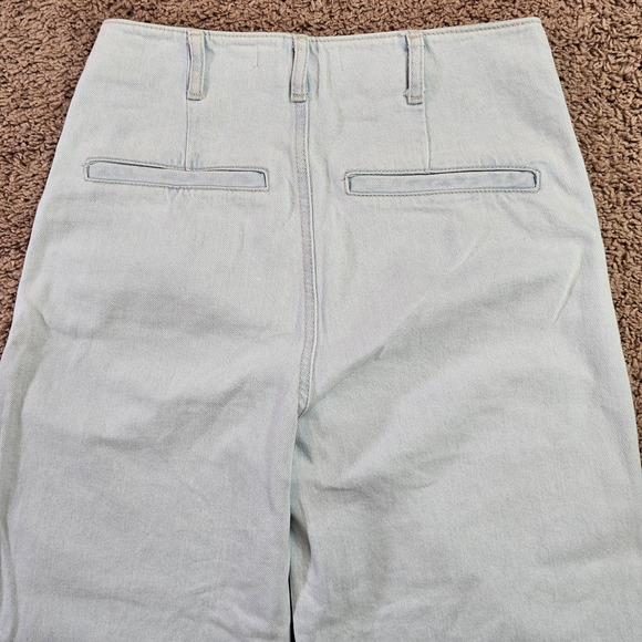 Zara Jeans Womens Size 4 Light Wash Blue High Rise Wide Leg Denim Button Fly - Picture 6 of 11
